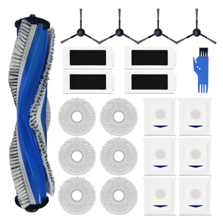 VACKING Pièces de rechange compatibles avec les accessoires d'aspirateur Ecovacs T30 Omni / T30 Pro Omni, 1 brosse principale, 4