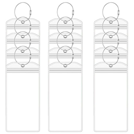 TRKETK Lot de 12 porte-étiquettes de bagage de croisière, 9 x 19 cm, grandes étiquettes de bagages en plastique transparent avec