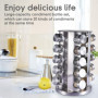 SaiXuan Présentoir à Épices 20 Pots Verre - Étagère à Épices en Acier Inoxydable Carrousel ,Pour Rangement Epices Cuisine,Barbec