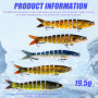 LEKEFETO Lot de 5 leurres de pêche avec 2 hameçons triples et boîte de rangement - Pour la pêche en eau douce et en eau de mer -