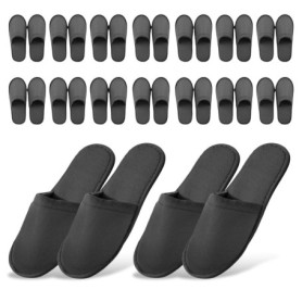LEKEFETO Lot de 15 paires de pantoufles d'hôtel grises : chaussons jetables antidérapants, confortables et respirants, ensemble 