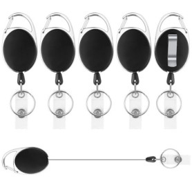 Gentpovth 6 pièces Porte Clef Retractable Mousqueton,cordon rétractable Avec Enrouleur de Ceinture,60cm Porte-clés Rétractable R