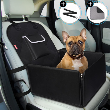 TAMOWA Siege Auto Chien, Siège Auto pour Chien avec Côtés Robustes et Ceinture de Sécurité pour Chien, Siège Voiture Chien pour 