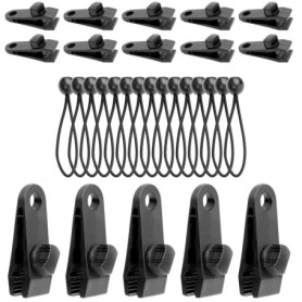 ROTKUSZ 15 pièces Pince pour bache et 15 pièces tendeur Elastique tendeur bache 15CM Fixation bache Multifonction Attache bache 