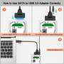 Cable sata to usb Adaptateur usb sata Compatible avec les disques durs externes et internes Adaptateur SSD/HDD 2,5 3,5 pouces Co
