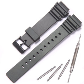 MCXGL Bracelet de montre en résine compatible avec Casio MRW-200H - Bracelet de rechange en caoutchouc noir pour homme et femme