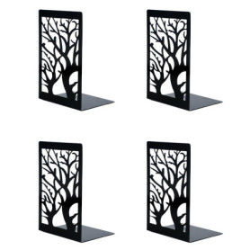 Wenrescry 2 Paires Serre-Livres Métal Antidérapant - Lot de 4 Pièces, Organisateur Livres pour Étagères, Presse-Livres Robuste p