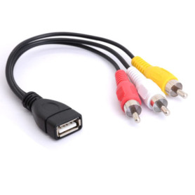 Tomost Câble USB vers 3 RCA USB 2.0 femelle vers 3 RCA mâle - Adaptateur pour caméscope AV - Cordon pour TV, PC, DVD (20 cm)