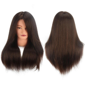 Tête de mannequin 100 % cheveux humains naturels Marron 45,7 cm
