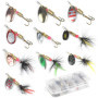Chstarina 10 Pièces Kit de Leurre de Pêche Spinnerbaits Cuillère à Pêche Tournante Métallique Kit d'appâts de Pêche Portable ave