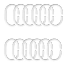 Anneaux pour Rideaux de Douche, 12 Pcs Anneaux de Douche en Plastique, C Crochets de Rideaux, pour Rideau de Fenêtre