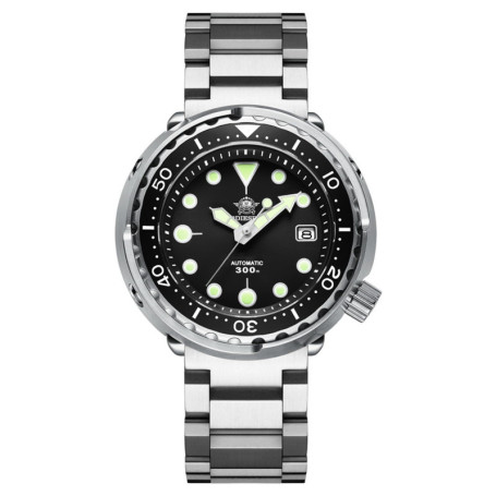 ADDIESDIVE Diver 300 Mètres Montre Sous Marine Homme,Luminescente Chromalight Montres, 47.5mm Grand Cadran Analogique, Noir , Br
