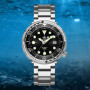 ADDIESDIVE Diver 300 Mètres Montre Sous Marine Homme,Luminescente Chromalight Montres, 47.5mm Grand Cadran Analogique, Noir , Br