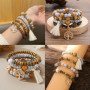 jatimdotin Bracelet Femmes, Lot de 4 Bracelets Style Bohème, Bracelet Perles Bois pour Femme avec Arbre De Vie, Cadeau pour Mama