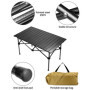 QWORK® Table Pliante, Table Pliante Camping, 95 * 55 * 50cm, Noir, pour Barbecue, Voyage, Pêche, Pique-Nique