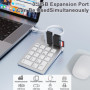 Pavé Numérique avec USB A/USB C, Multifonctions Clavier Numérique avec 3 Ports USB 2.0, 18 touches, Mini Clavier Numérique Ergon