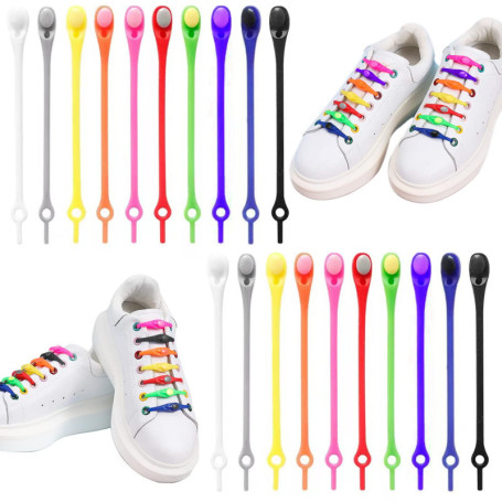 Kyduu 100 pcs No Tie Lacets de Chaussure sans noeud pour Unisexe Enfants et Adultes Shoe Laces élastiques pour Chaussures de Spo