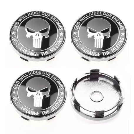 JINJUMEI 4 Pièces Cache-Moyeux Le Crâne, Capuchon de Centre de Roue Enjoliveurs de Roué Voiture 60mm Voiture Cache Moyeux Cache 