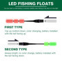 NAVESO Lot de 3 Flotteurs Peche LED, 1.2g/1.8g/2.2g Flotteurs de Pêche Set, Intelligents Nuit Flotteurs de Pêche Lumineux LED Li