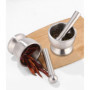 304 Mortier Pilon Cuisine avec Pinceau, Cuillère et Couvercle en Silicone, Moulin à épices de Qualité Supérieure, Broyeur et bol