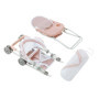 Olivia's Little World Station de Nurserie 3pcs Lit Bebe Chaise Haute et Poussette Rose Gris