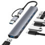 NEUTYPECHIC Hub USB C 3.0, 7 en 1 Station d'accueil USB C Universel avec 2 USB C Ports, USB A 3.0 Port et 4 USB A 2.0 Ports, Doc