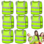 Vegena 8 Pcs Gilet de Sécurité pour Enfants, 360° Visibilité à Gilet Réfléchissante pour 3-12 Ans Enfants, Gilet Jaune Réfléchis