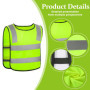 Vegena 8 Pcs Gilet de Sécurité pour Enfants, 360° Visibilité à Gilet Réfléchissante pour 3-12 Ans Enfants, Gilet Jaune Réfléchis