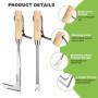 WORKPRO 2 Pièces Desherbeur Manuel, Couteau Désherbeur, Désherbeur Manuel en Acier Inoxydable avec Poignée Bois, Arrache Mauvais