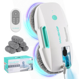 HAUSHOF Robot Nettoyeur de Vitres, Robot Laveur de Vitre Automatique, Nettoyeur de Vitres Électrique, Aspiration Puissante 3800P