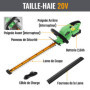 WORKPROX Taille-Haies sans Fil 20V Électrique avec Batterie 2,0Ah et Câble de Charge Type-C, Longueur de Coupe 51 cm, Capacité d
