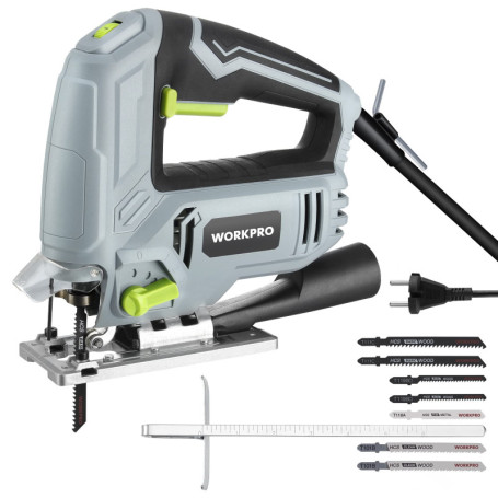 WORKPRO Scie Sauteuse Electrique Filaire 600W avec 6 Vitesses Variables, Changement de Lame sans Outil, Coupe en Biseau à±45°, a
