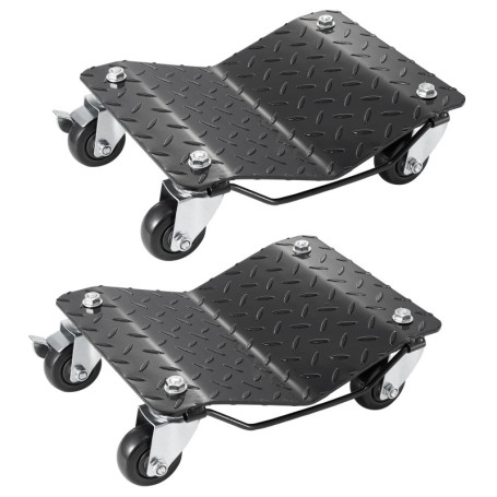 VEVOR Chariot de Manutention de Voiture 2PCs Charge 1,4 T au Total Chariot Déplace Voiture Plate-Forme 38,5x30 cm Roue Verrouill