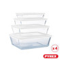 Pyrex Cook & Freeze - Lot de 4 Boites Rectangulaires avec Couvercle - 0.8L, 1.5L, 2.6L, 4L - Verre Borosilicate - Idéal congélat