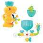 LUDI - Coffret de Bain Dino - 1 Circuit d’Eau à Construire, 1 Grand Dinosaure, 1 Bébé Dino Aspergeur - Jouet de Bain pour Bébé à