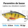 Lot de 3 Leurres Lipless Vibration - 6,8cm 18,5g - Couleurs Réalistes pour Pêche Carnassier : Brochet, Perche, Sandre, Truite - 