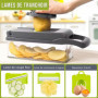 Mandoline 16-en-1 - Coupe-Légumes Multifonction avec Lames Interchangeables, Râpe, Trancheuse, Éminceur, Hachoir et Accessoires 