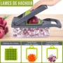 Mandoline 16-en-1 - Coupe-Légumes Multifonction avec Lames Interchangeables, Râpe, Trancheuse, Éminceur, Hachoir et Accessoires 