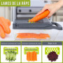 Mandoline 16-en-1 - Coupe-Légumes Multifonction avec Lames Interchangeables, Râpe, Trancheuse, Éminceur, Hachoir et Accessoires 