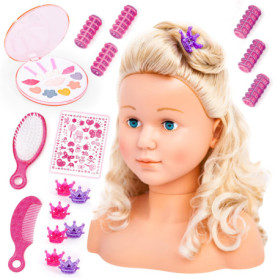 Bayer Design 90005AB Tête à Coiffer et Maquiller Super Model avec Accessoires, tête coiffante Enfant, Cheveux blonds