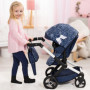 Bayer Design 17073AB Landau pour poupée Combi Xeo, Poussette de poupée, réglable en Hauteur, Convertible, Sac, Bleu