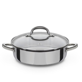 GSW 990066 Sauteuse Montréal avec Couvercle en Verre, Acier Inoxydable - 38 x 25,5 x 12 cm