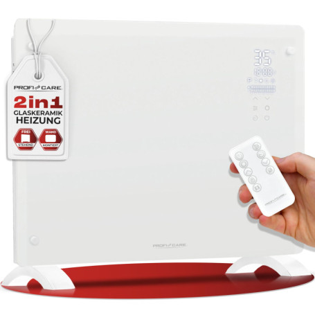 ProfiCare® Chauffage électrique avec façade en verre|Radiateur mobile également adapté au montage mural | Chauffage par convecte