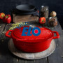 ELO 3073326 cocotte en fonte émaillée antiadhésive avec couvercle, rouge cerise, passe au four, marmite tous feux, faitout induc