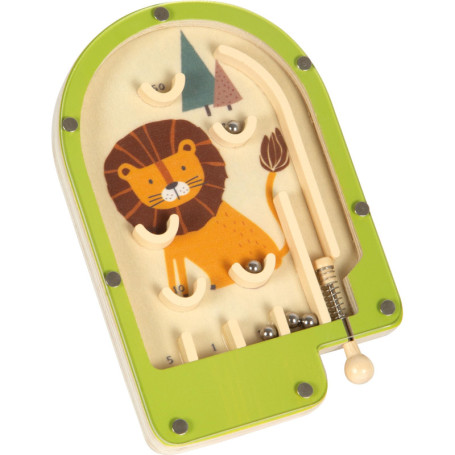 small foot Mini Jeu de Flipper Lion en Bois, Jeu de Flipper, Jeu d'adresse, à partir de 3 Ans, 12607