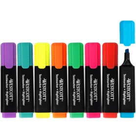 Westcott E-744252 00 Lot de 8 surligneurs aux couleurs vives Épaisseur de trait 2 à 5 mm Encre de qualité supérieure en provenan