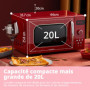 COMFEE' Micro-ondes Rétro CMSRO 20di rd avec 8 Renus Rutomatiques, 5 Niveaux de Puissance de Cuisson, Bouton de Cuisson Express,