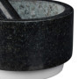 Relaxdays Mortier en granit avec pilon, robuste, épices, herbes, antidérapant, pierre polie, d. 14 cm,400ml,gris/blanc