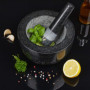 Relaxdays Mortier et pilon, en granit, poli, longue vie, épices et herbes,750 ml de volume, broyeur pierre D 20cm, gris