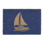 relaxdays Paillasson Coco, Motif voilier, Tapis d’entrée extérieur & intérieur, Maritime, L x P 60 x 40 cm, Bleu/Nature